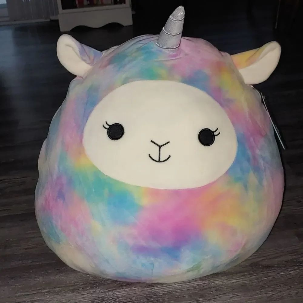 Squishmallows Tie-Dye Lucy May Llamapegacorn Silver Wings and Horn 16 Inch